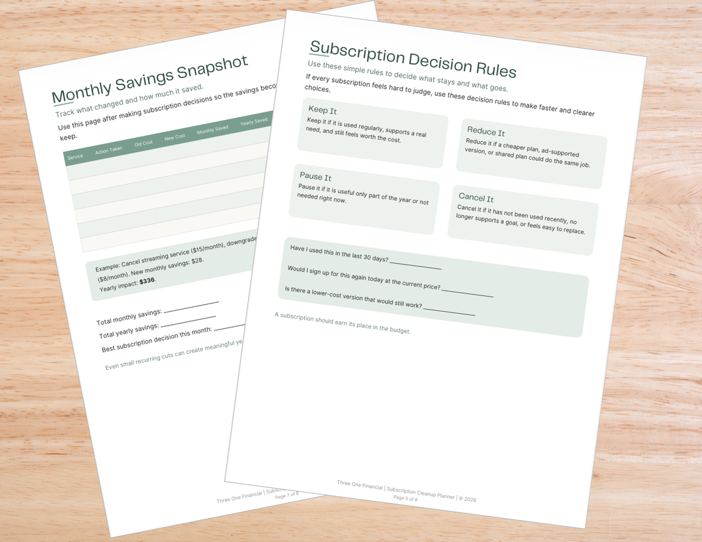 Subscription Cleanup Planner