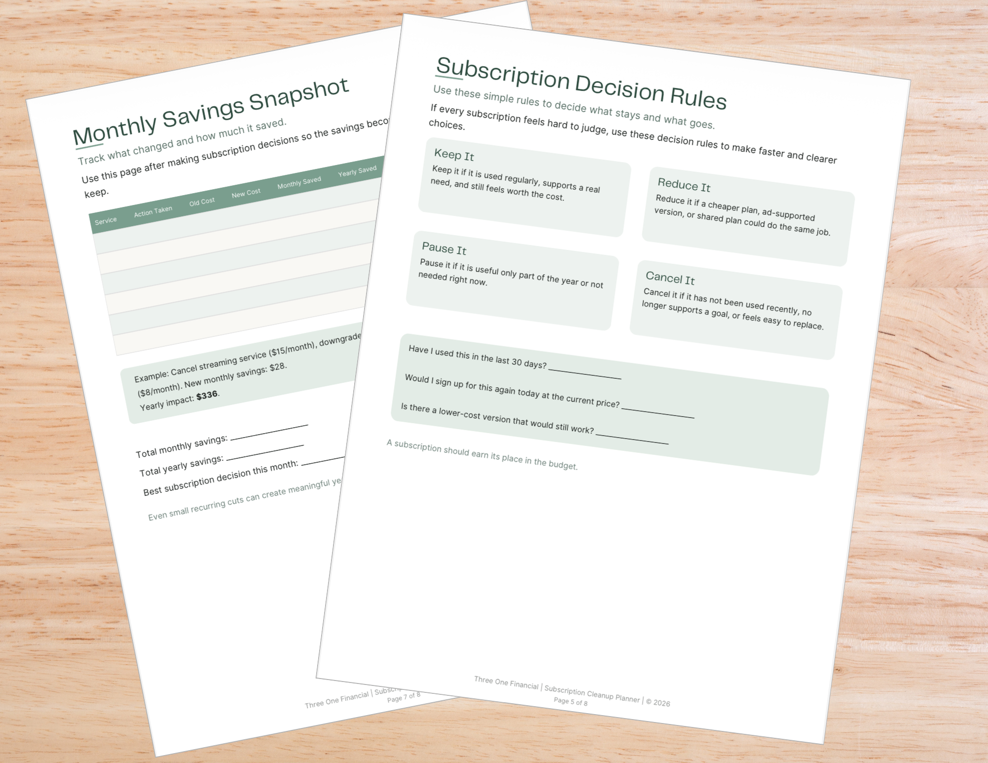 Subscription Cleanup Planner